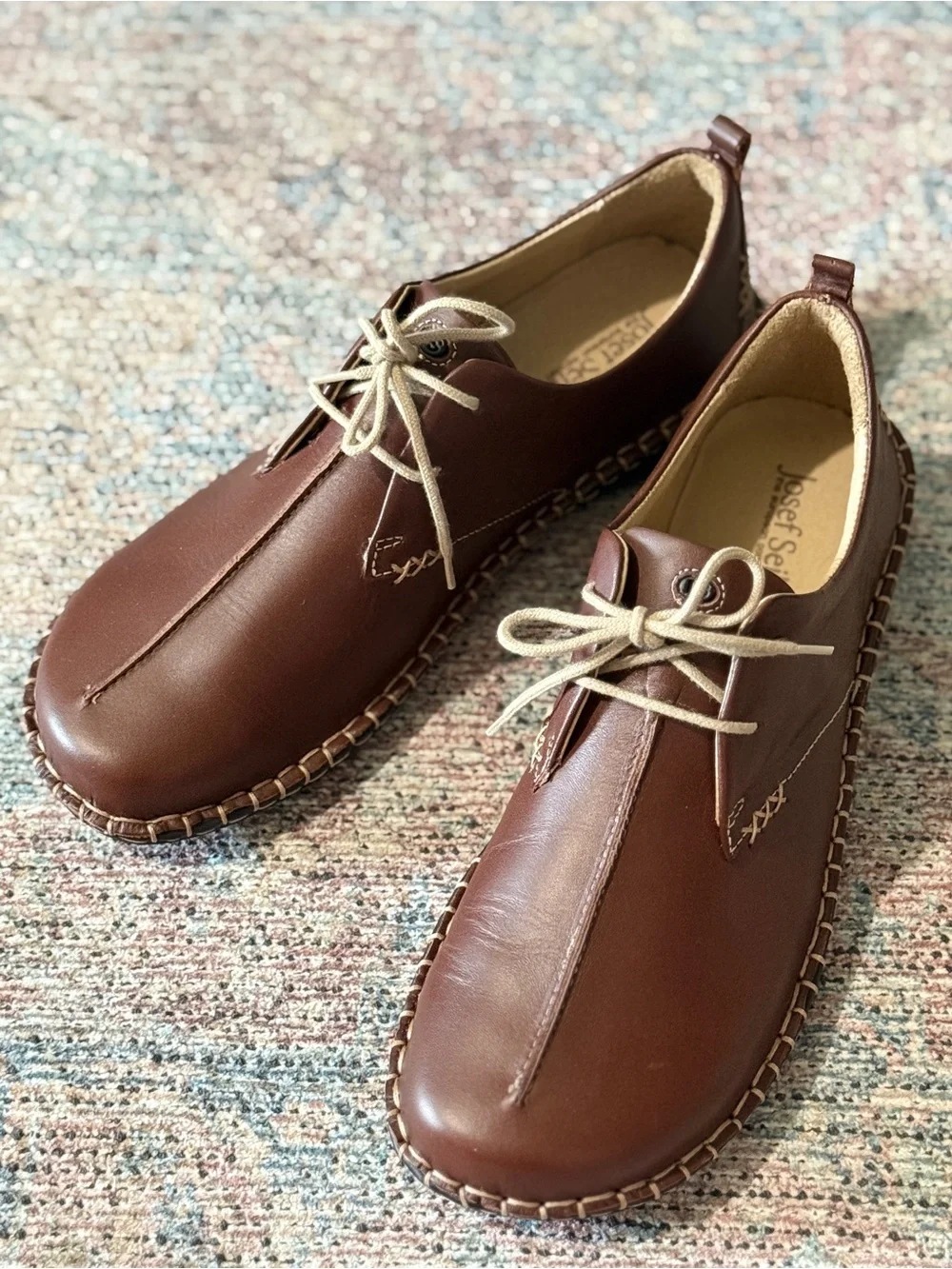 Josef Seibel Lindsay 2 Brown Leather Whipstitch Oxford Comfort Shoes Size 39